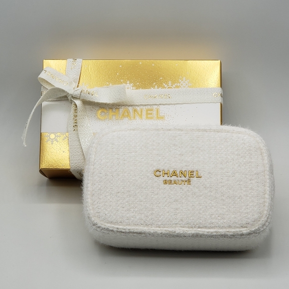 Authentic Chanel Cosmetic Bag White Gold - Picture 1 of 10